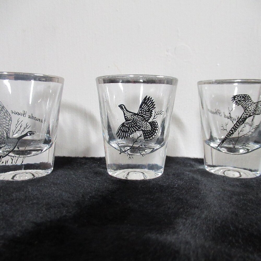 Vintage Wild Birds 3 Shot Glasses